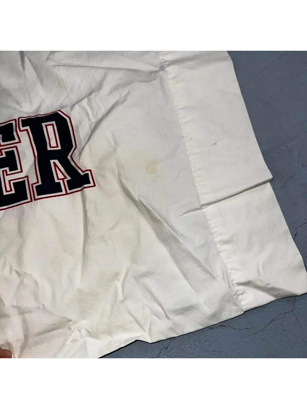 Tommy Hilfiger Vintage Standard Pillowcases White Name Spellout Cool 90s USA